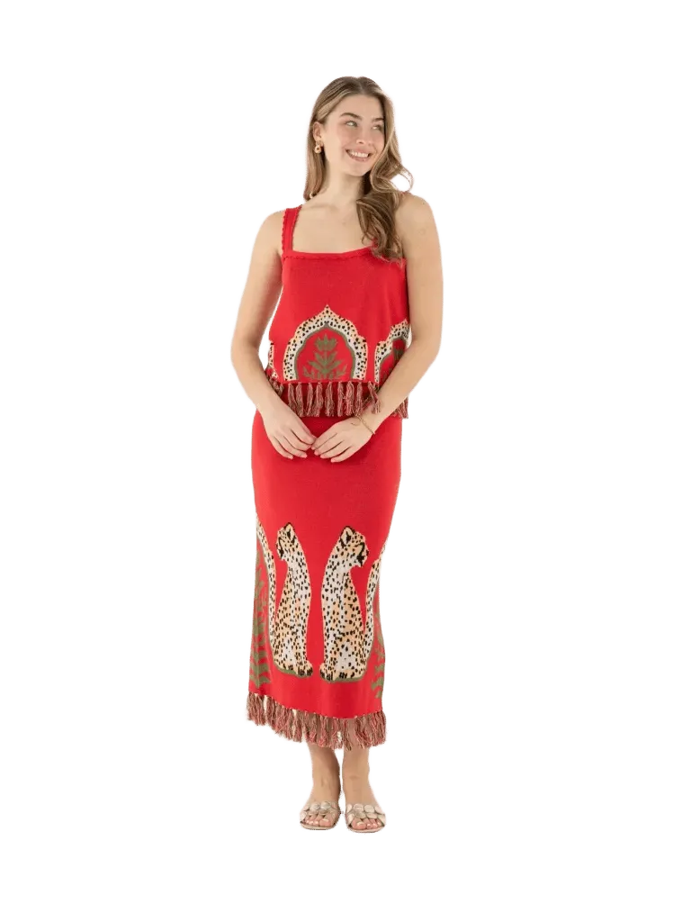 Capri Knit Top in Cheetah Rouge