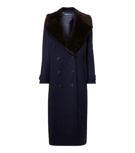 Shearling-trimmed wool coat