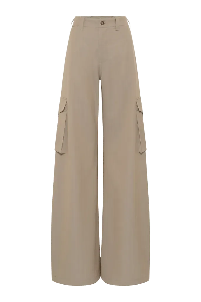 Eos Barrel-leg Cargo Pant in Camel Cross-dyed Wool