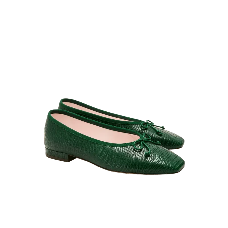 Sophie ballet flats in lizard-embossed leather