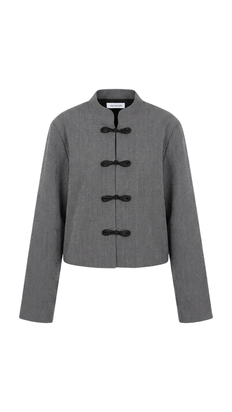 Stripe Mandarin Collar Jacket