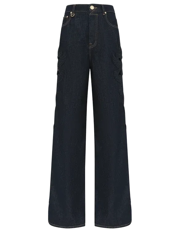 Denim Applique Relaxed Flare