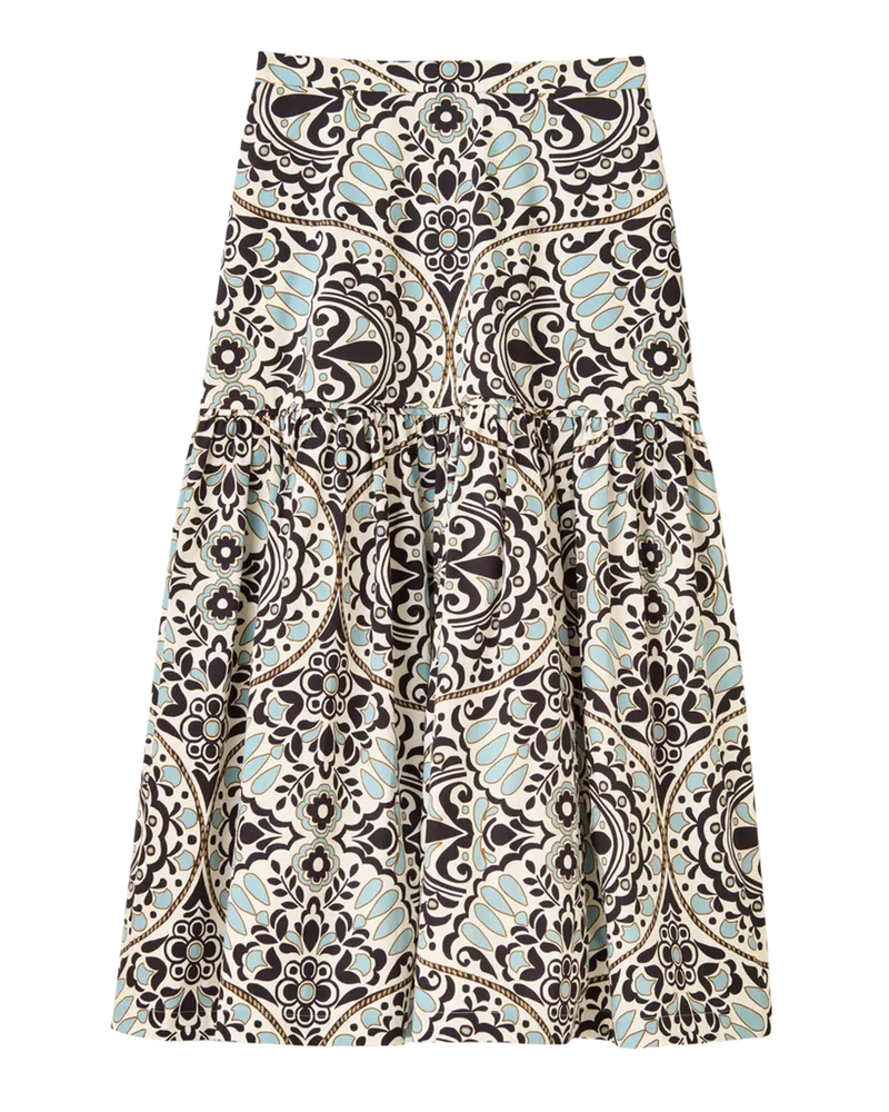 SP26 Emma Midi Skirt-Flor Medallion Tidal Pool