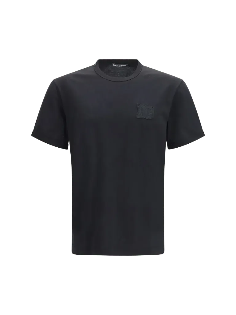 Dolce & Gabbana Patch-Applied Cotton T-Shirt — Black