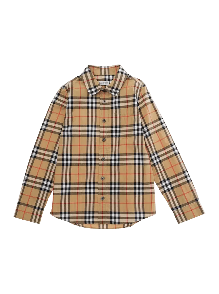 Burberry Iconic Check Cotton Shirt — Beige