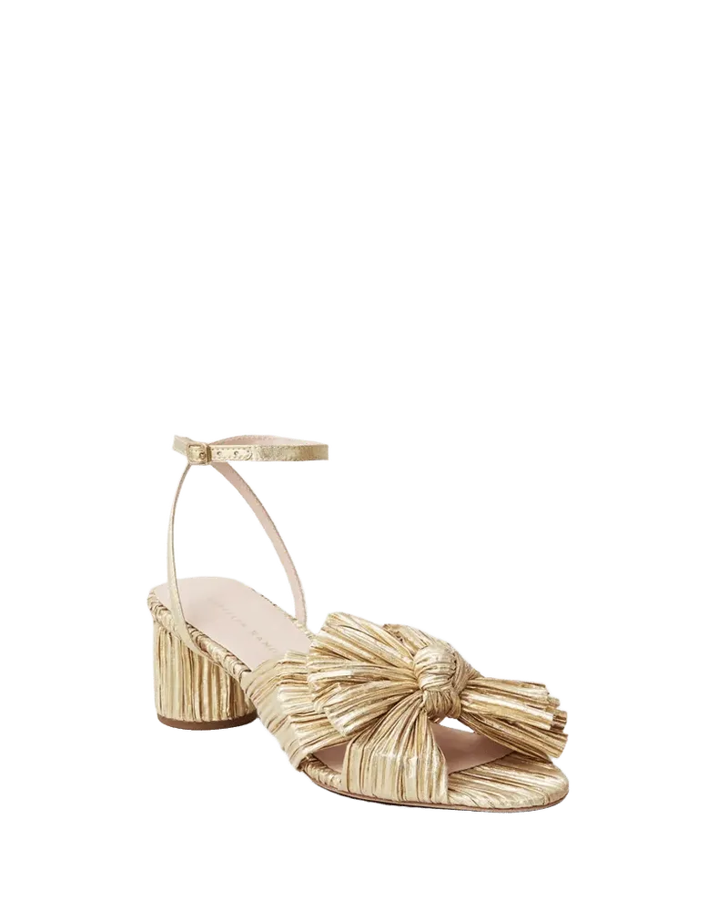 Dahlia Gold Pleated Bow Heel
