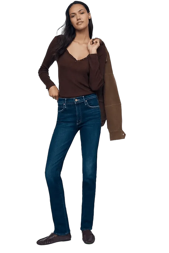 MOTHER The Rascal Skimp Mid-Rise Straight-Leg Jeans