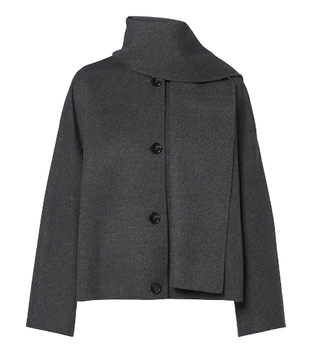 Scarf-detail virgin wool jacket