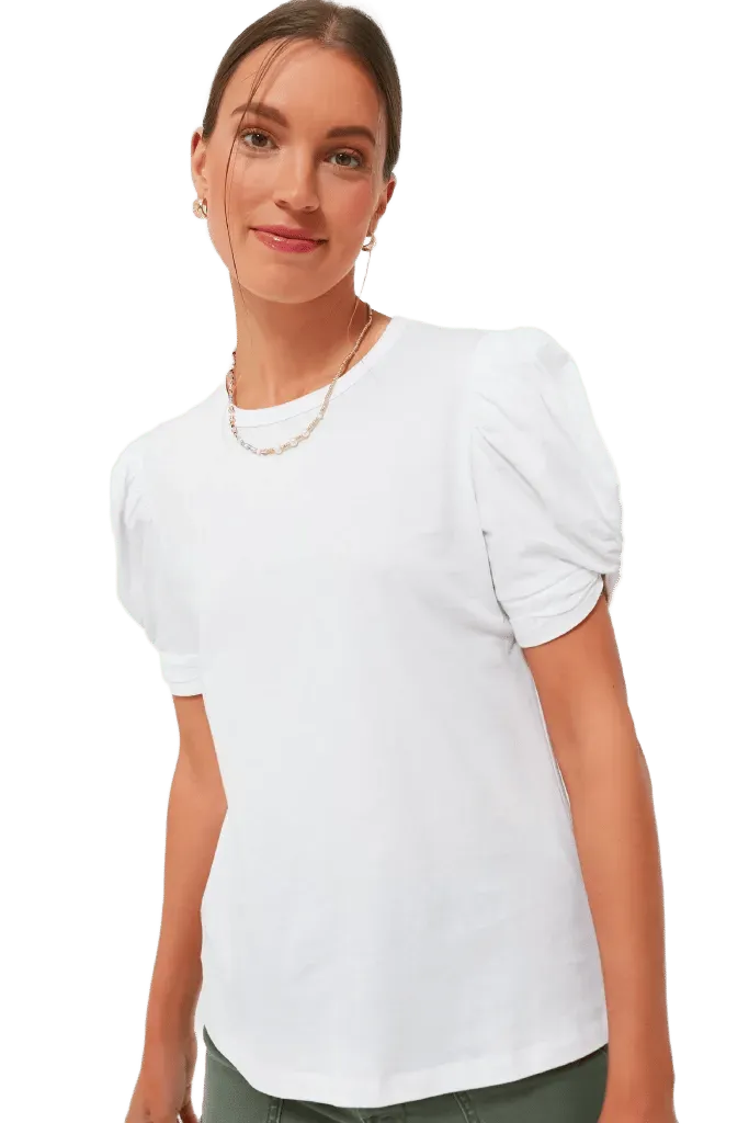 White Vesty Puff Short Sleeve Crewneck