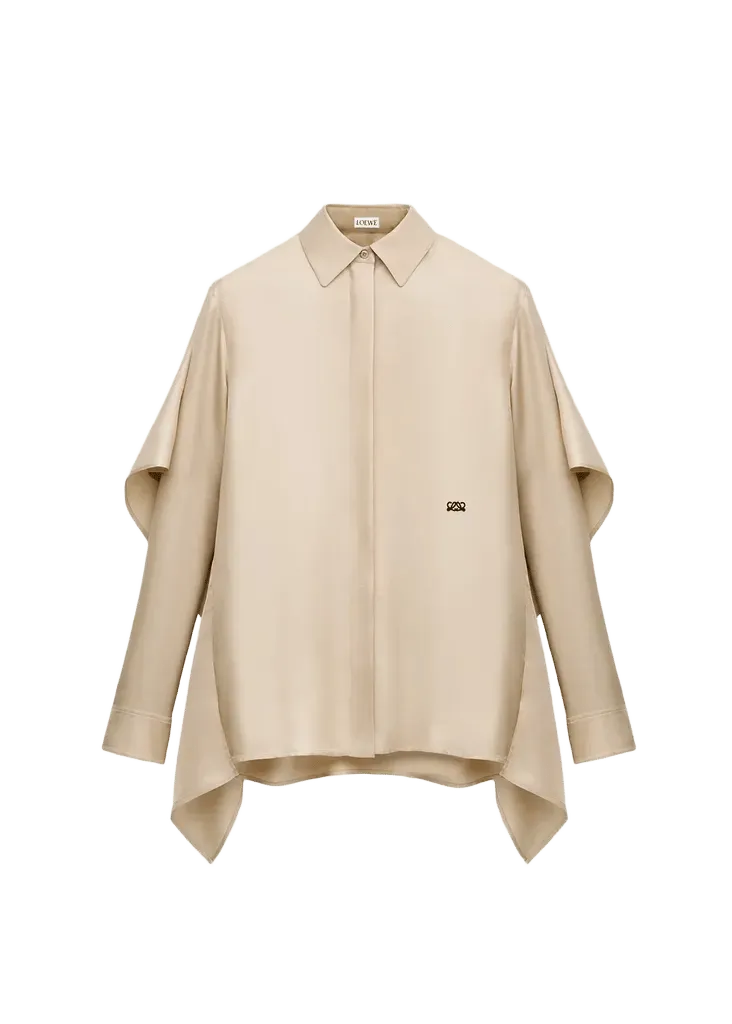 Silk-Blend Cape Shirt
