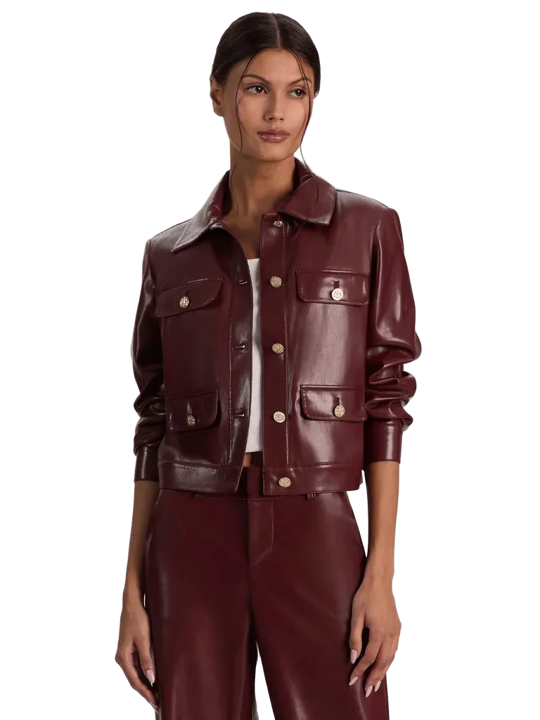 ALEX VEGAN CROPPED JACKET - COGNAC