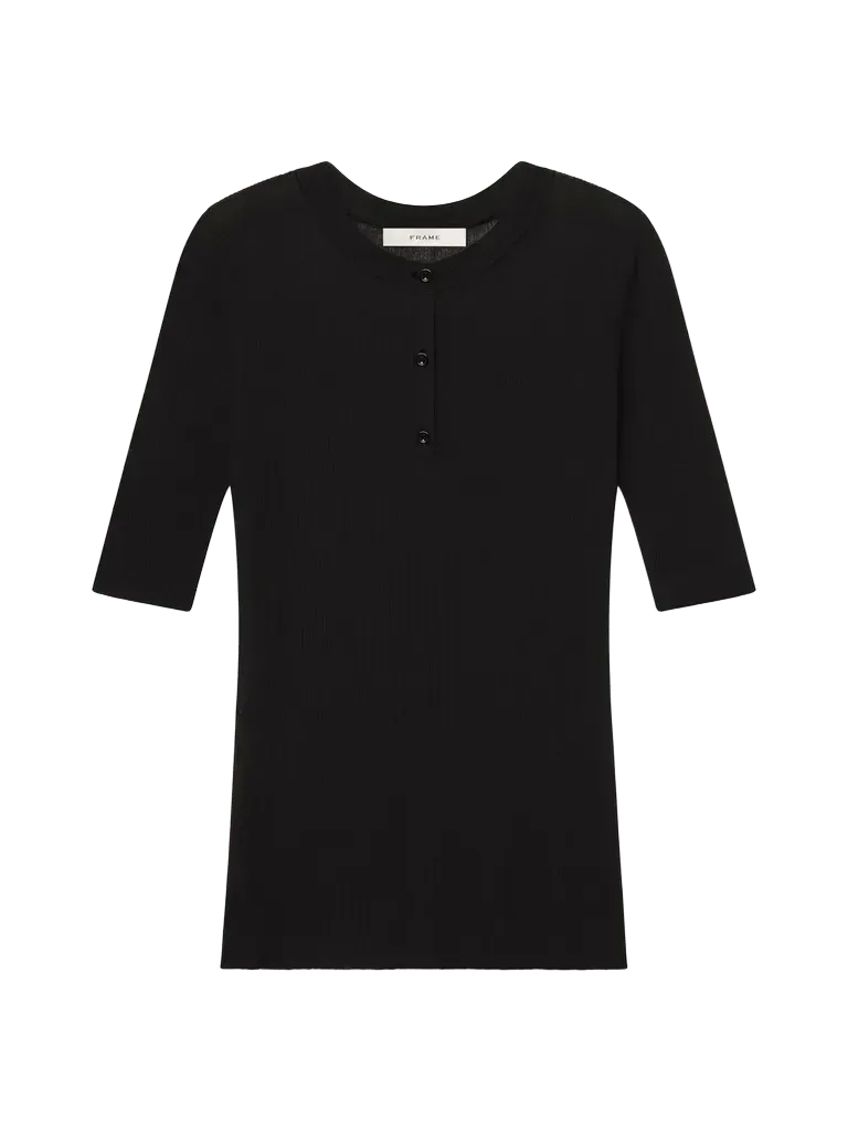 The Henley Rib Tee -- Black