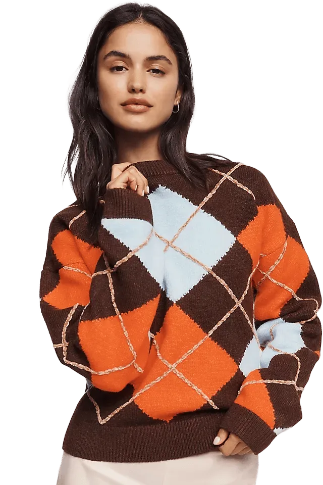 English Factory Oversized Argyle Sweater