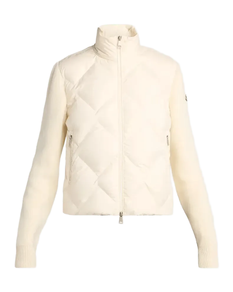 Wool and Cashmere Padded Zip-Up Cardigan