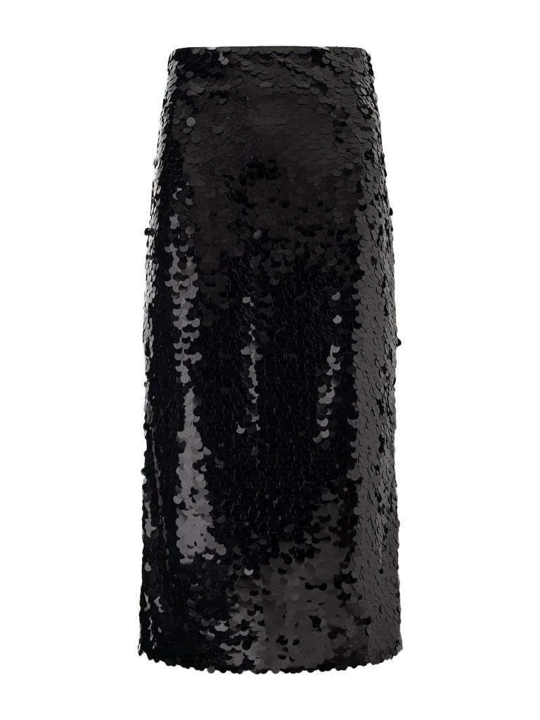 Sequin-embellished tulle midi skirt