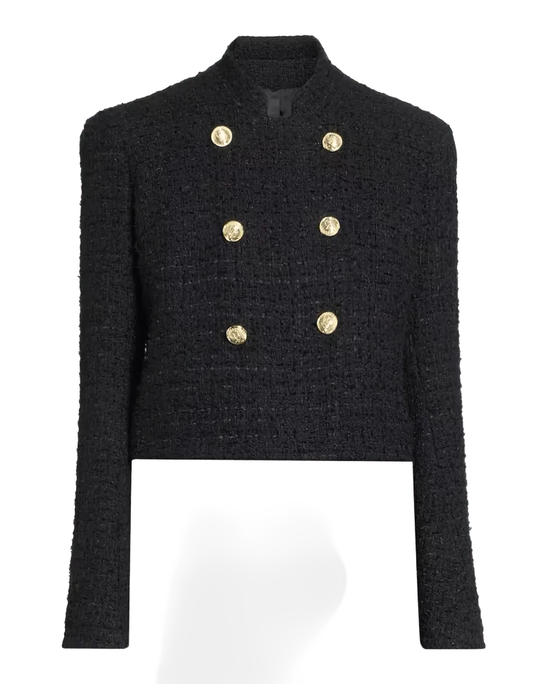 Double-Breasted Tweed Crop Jacket
