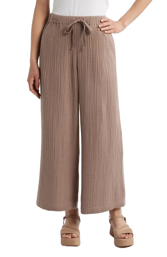 Wide Leg Organic Cotton Ankle Pants