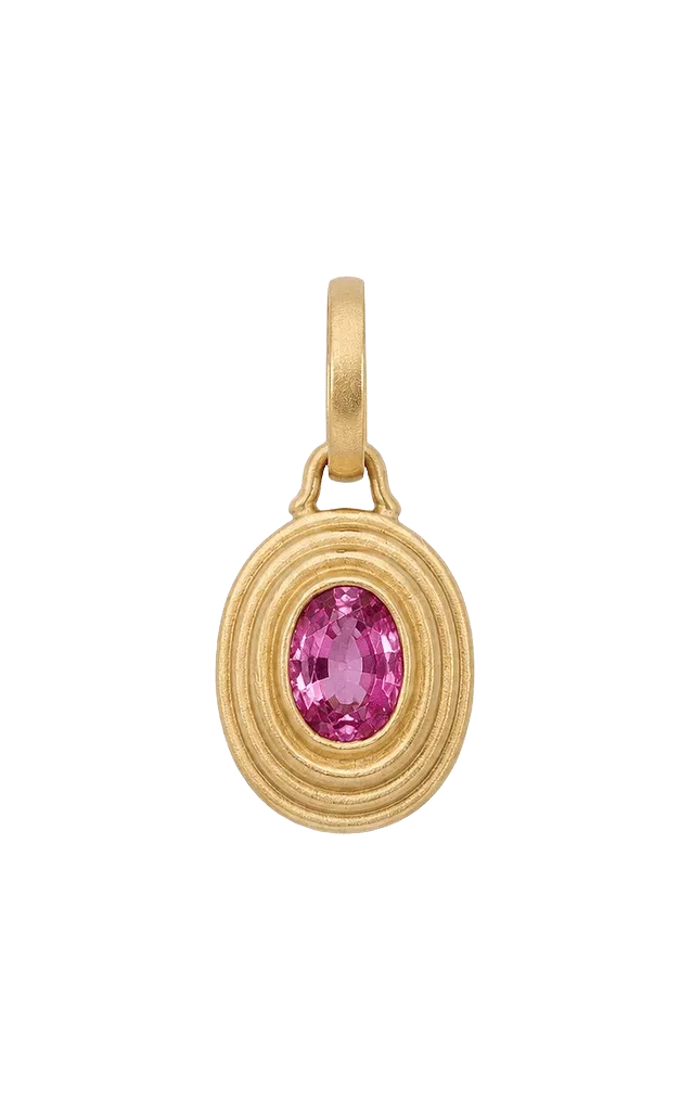 20K Peach Gold Sonoma Pagoda Oval Pink Sapphire Pendant