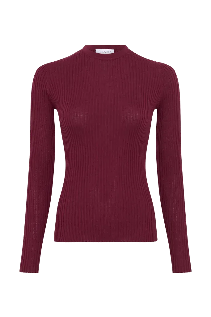 Browning Knit Sweater in Bordeaux Cashmere Silk