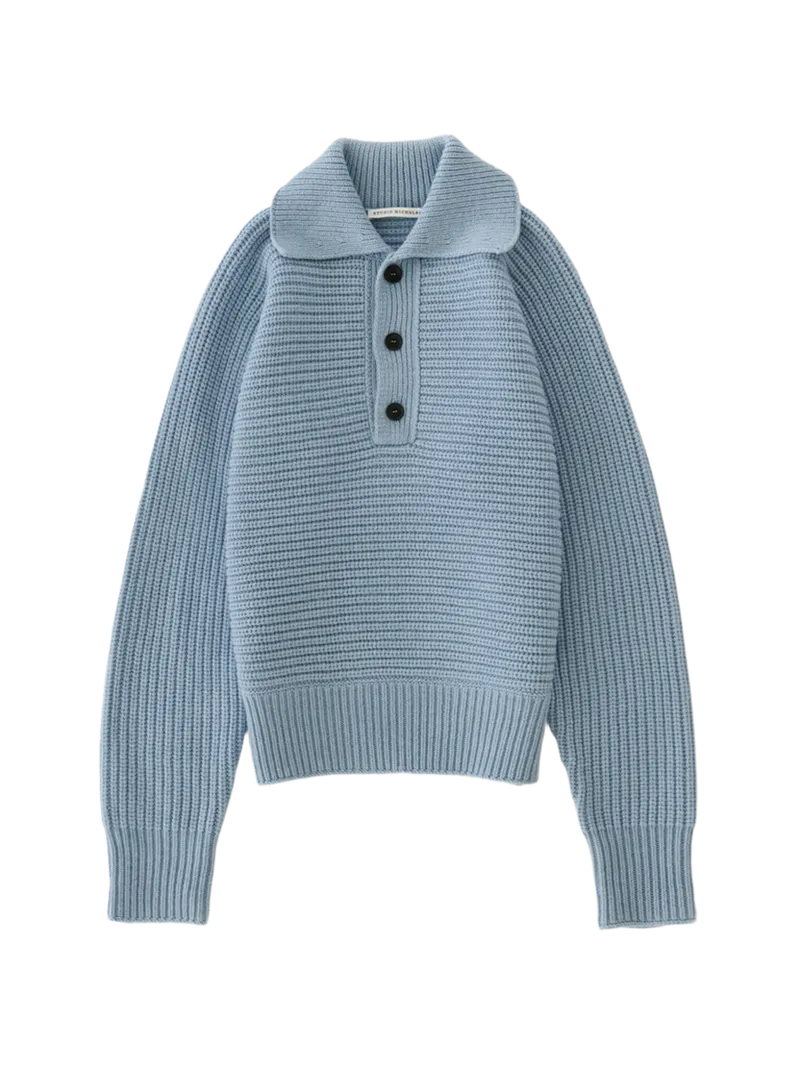 Barrow Lambswool Knit Polo in Glacier Blue