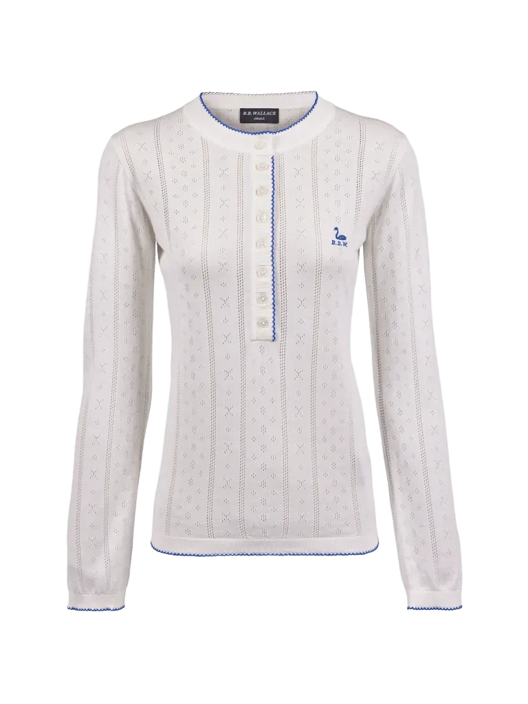 Women's Piper Cotton Pointelle Henley Long-Sleeved T-Shirt