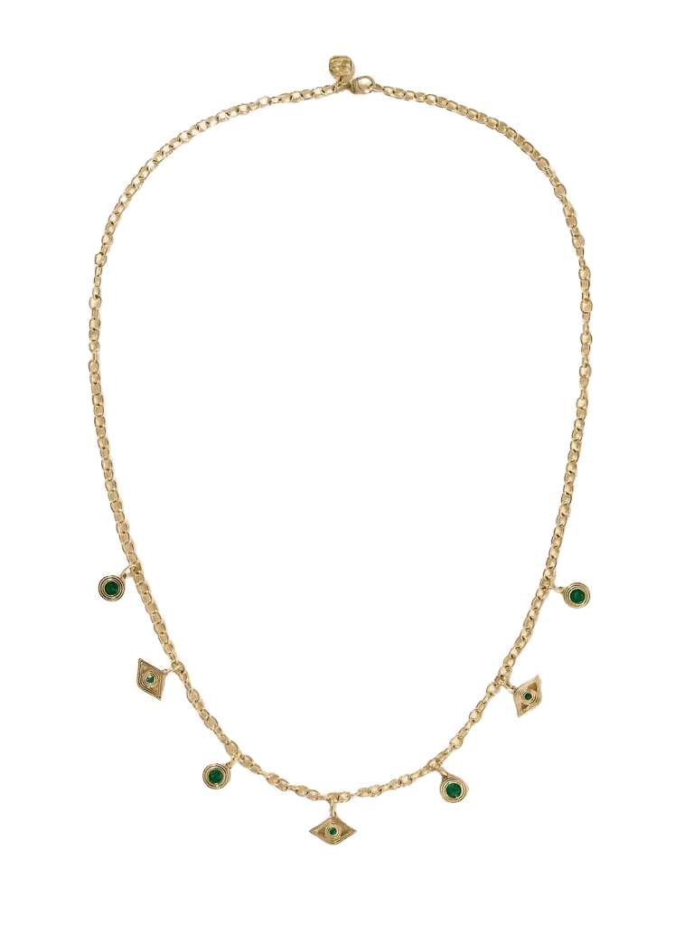 14-karat gold emerald necklace - gold - One Size