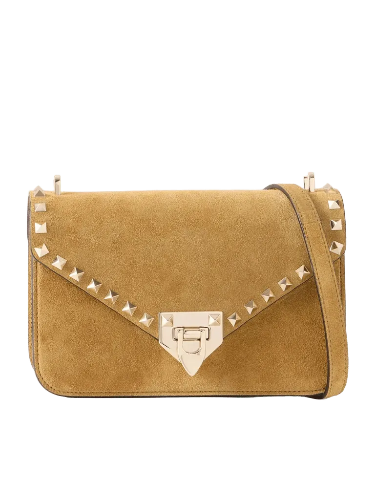 Rockstud embellished suede shoulder bag