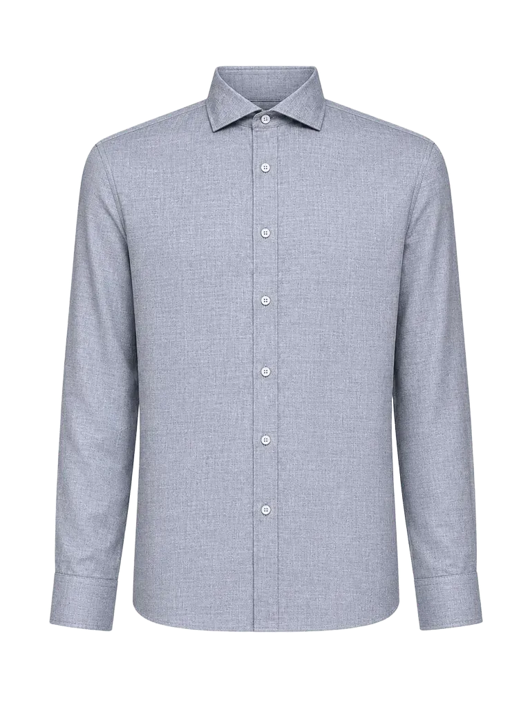Brunello Cucinelli Cotton-Lyocell Shirt — Gray
