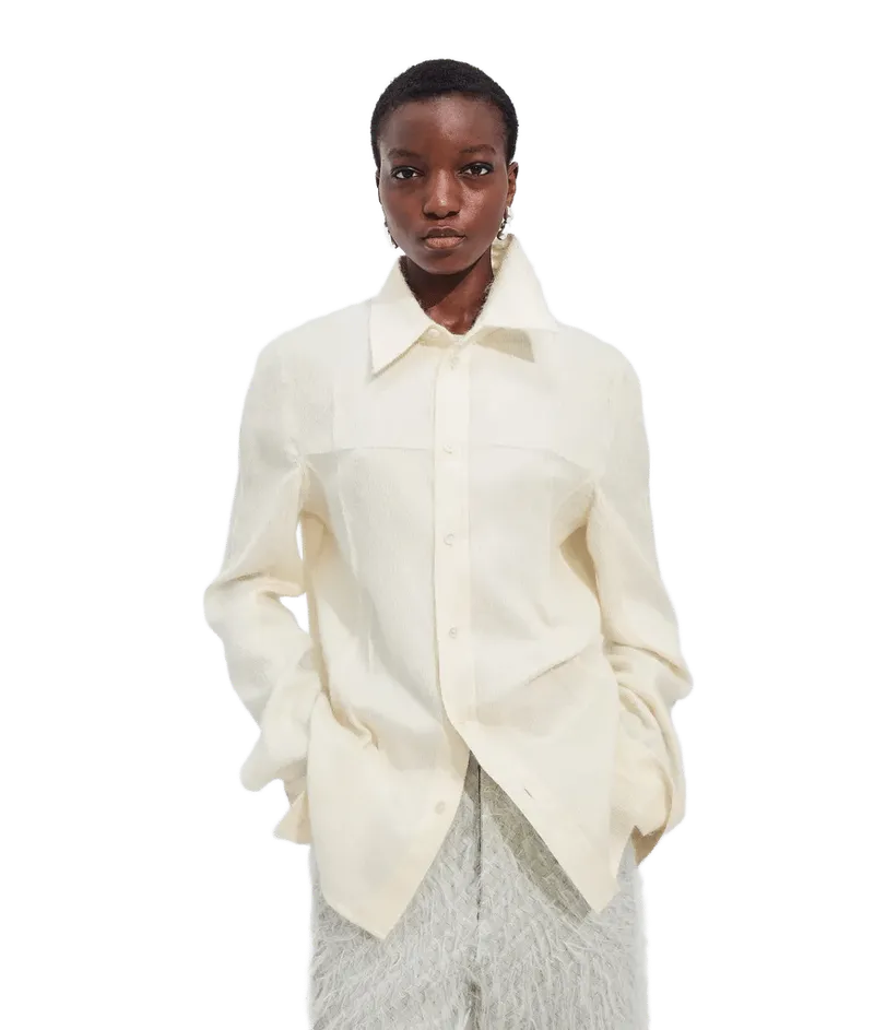 Women's Mohair and Silk Shirt in Rice