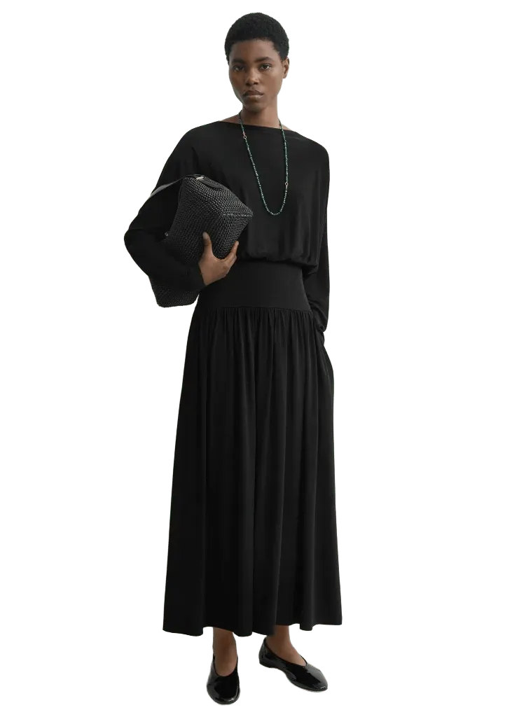 Boatneck jersey dress black