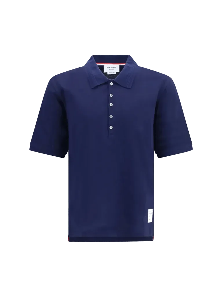 Thom Browne 4-Bar Cotton Jersey Polo — Navy