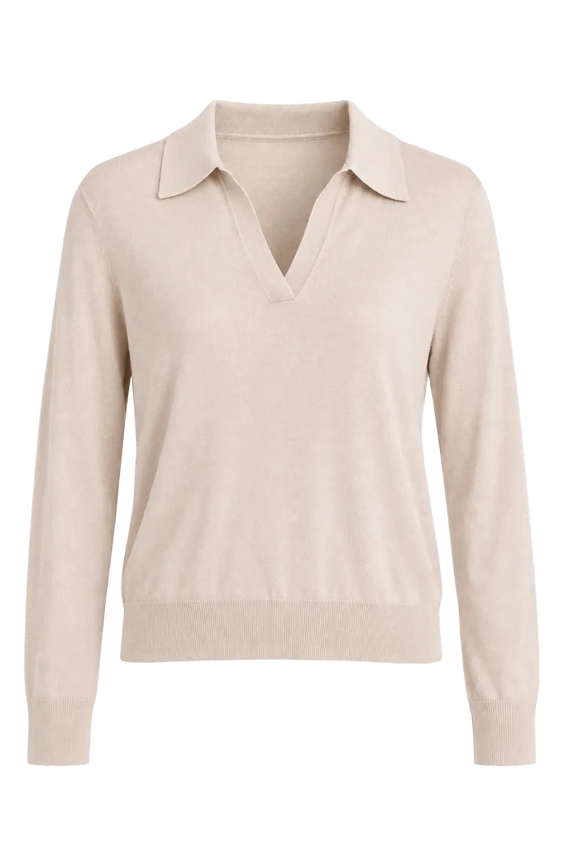 Sandstone Cashmere Silk Theo Polo