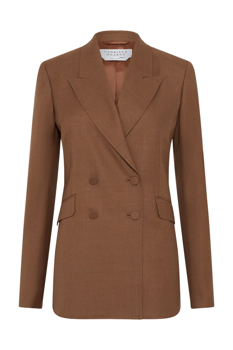 Angela Blazer in Chestnut Wool Silk