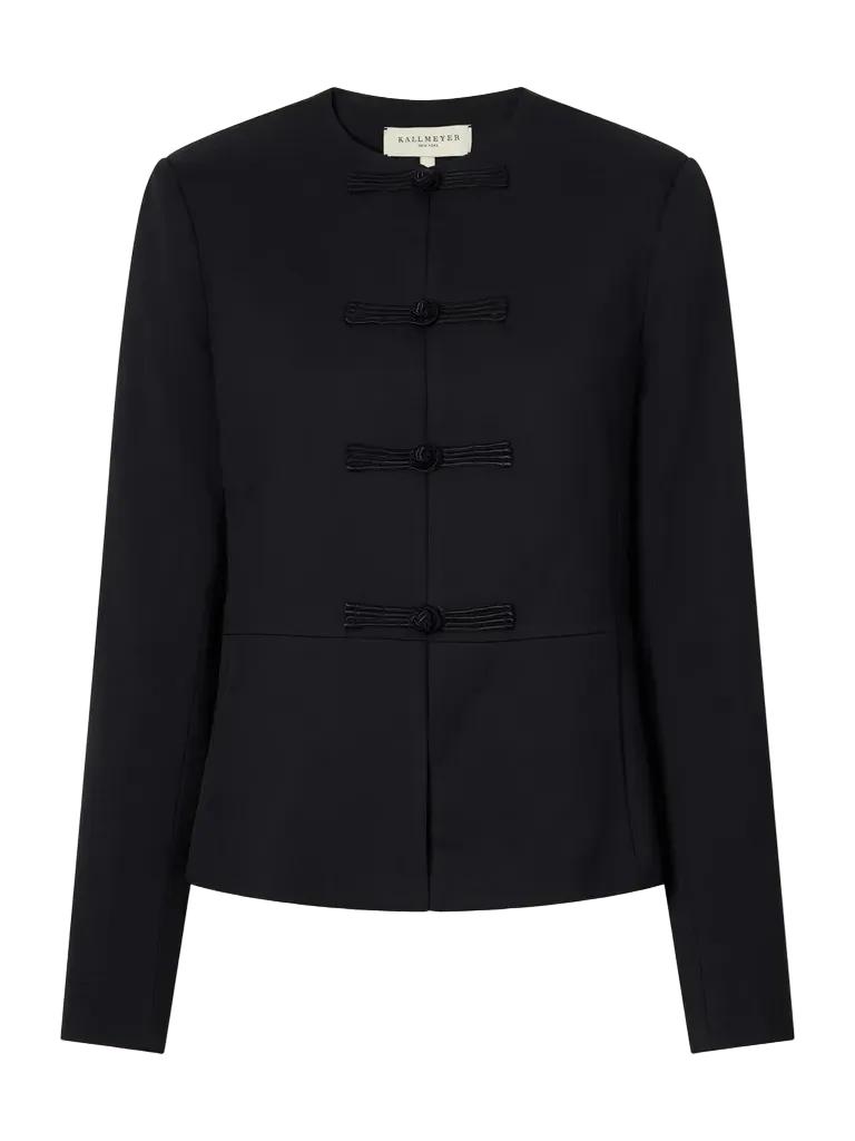 Tilda collarless wool-blend gabardine jacket