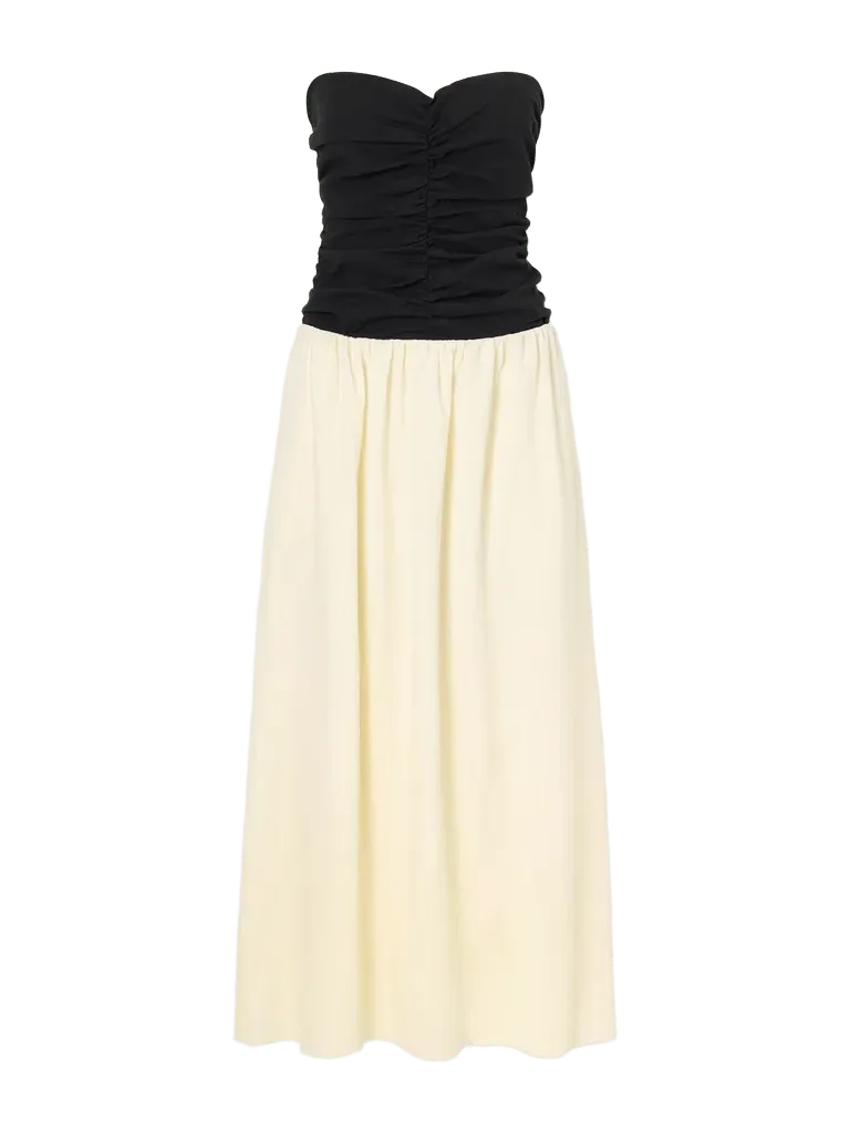 Sant Roc gathered-detail cotton-blend cloqué midi dress