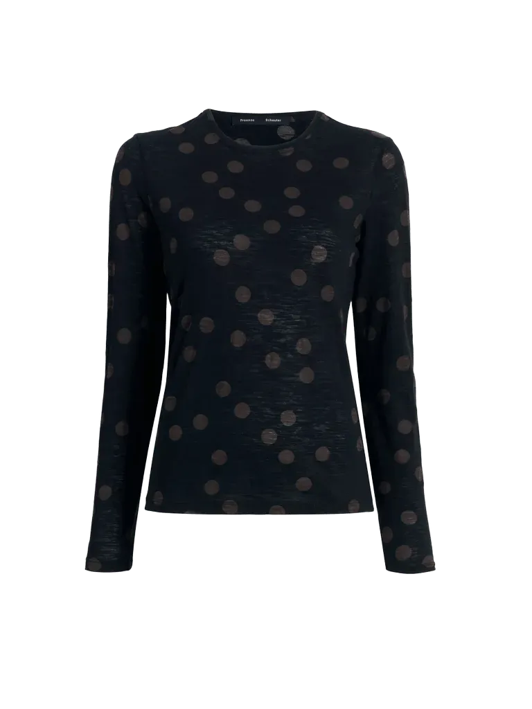 Mia Top in Polka Dot Jersey - Black Multi