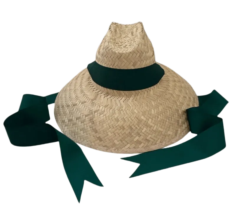 Begonia Sun Hat - Long Masters Green Grosgrain Ribbon