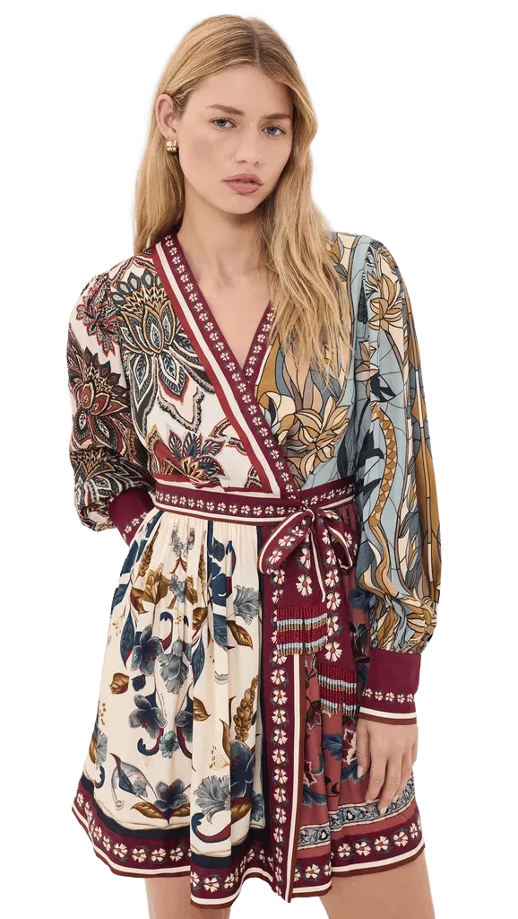 Mixed Scarves Mini Dress