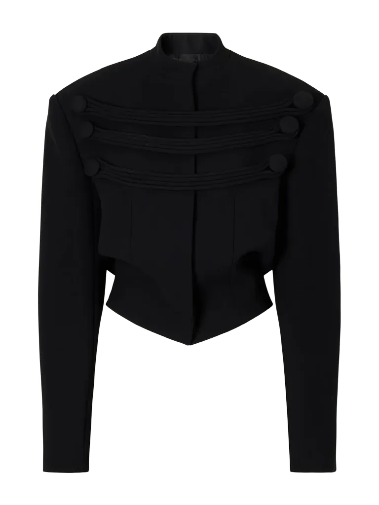 York cord-detailed crepe jacket