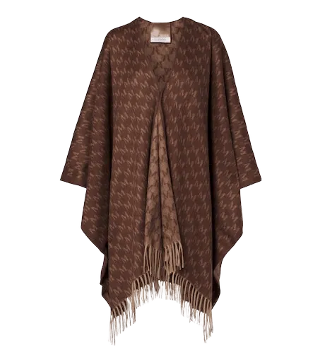 Fringed camel hair shawl