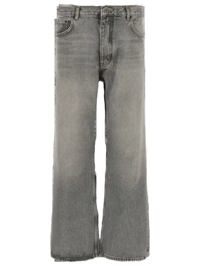 Off-White Relaxed-Fit Cotton Jeans — Gray