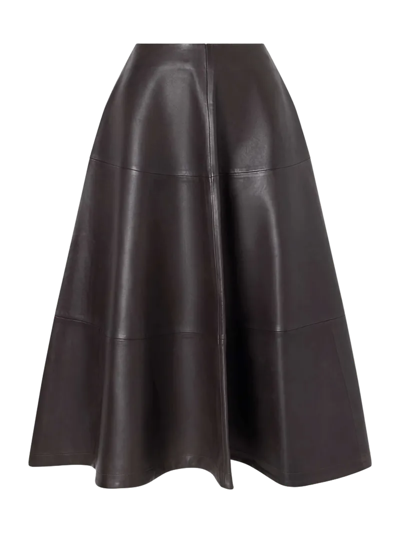 Varda paneled leather midi skirt
