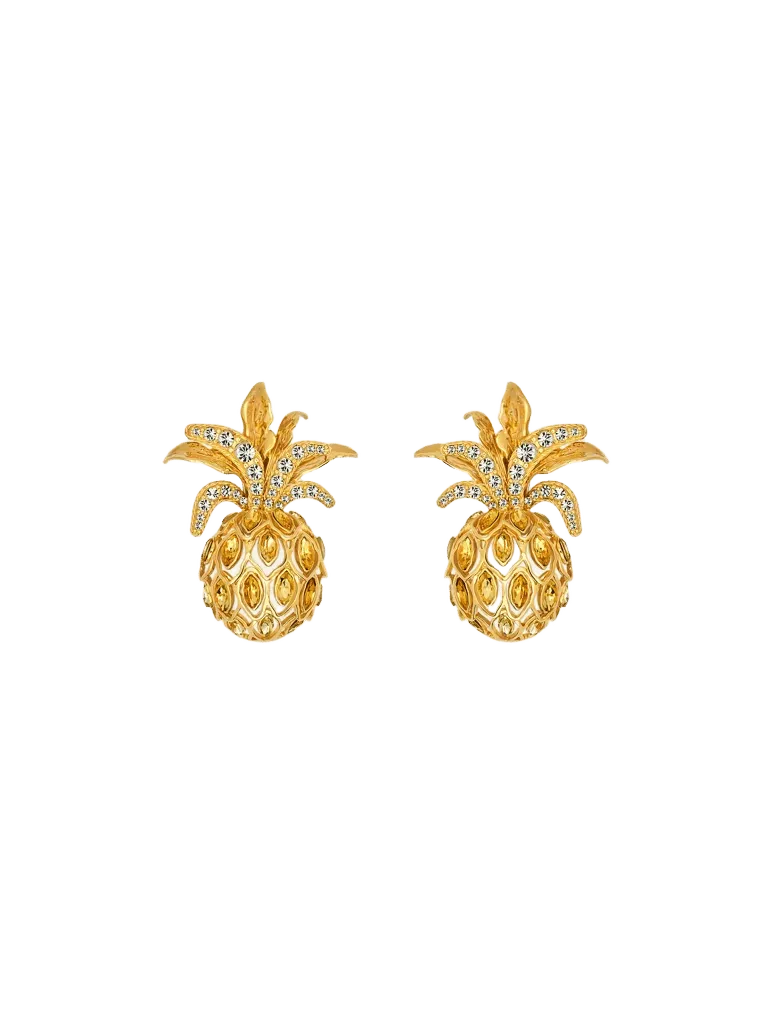 Pineapple Pavé Clip-On Earrings