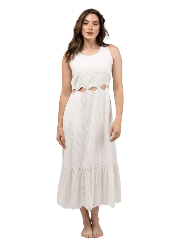 The Lina Dress in White Seersucker
