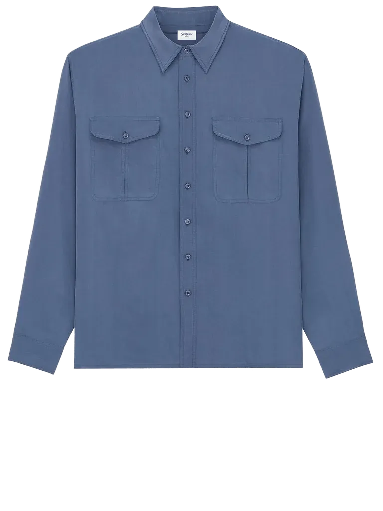 Saint Laurent Viscose Silk Shirt — Navy