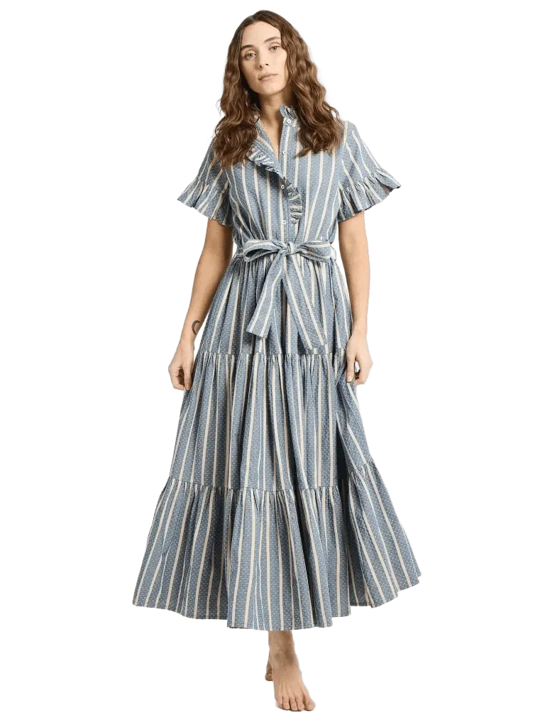 Victoria Dress in Chambray Stripe