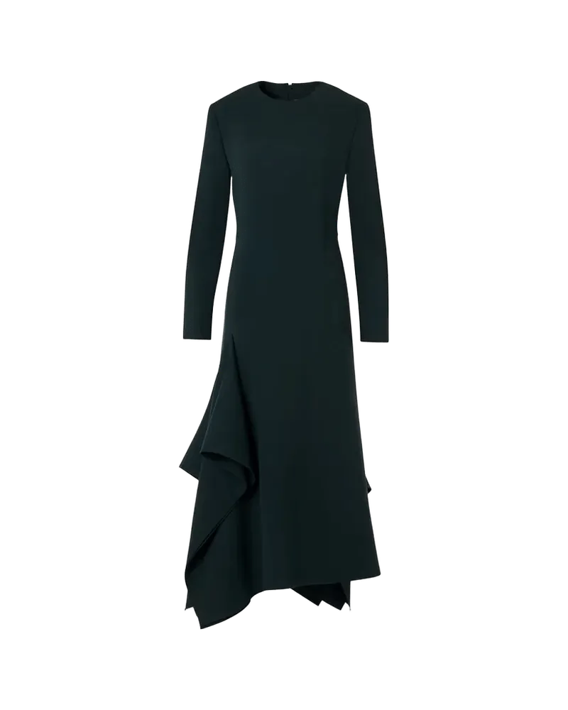 Long-Sleeve Asymmetric Draped Midi Dress