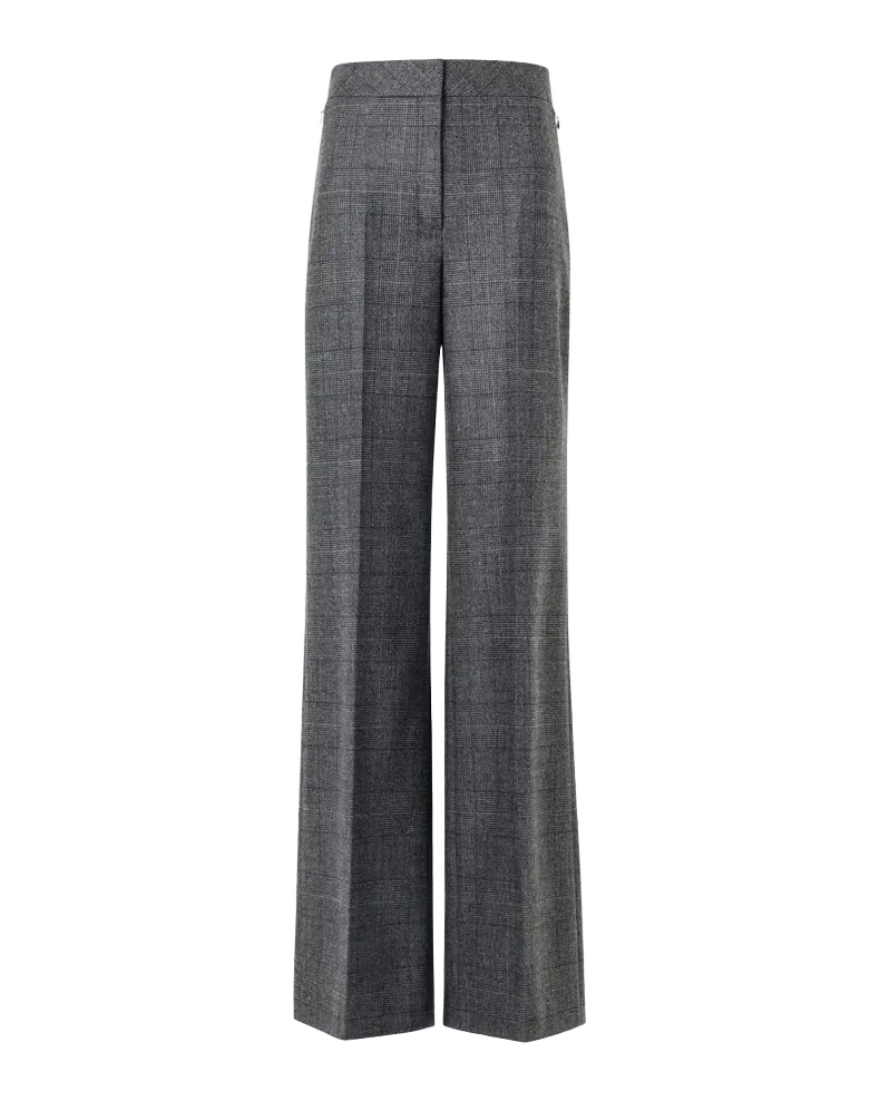 Fior Prince of Whales Wool Flannel Wide-Leg Pants