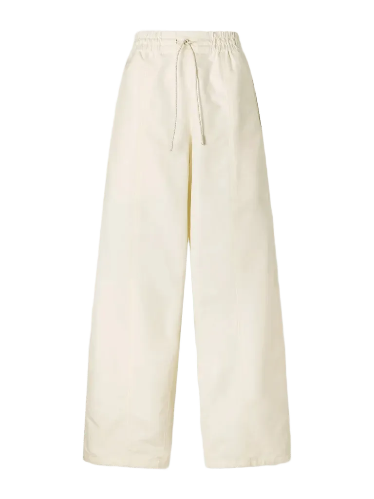 Drawstring cotton-canvas wide-leg pants