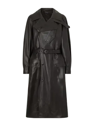 Belted leather coat